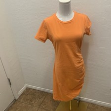 Michael Michael Kors Bodycon Orange Ruched Side T-shirt Dress Size Medium
