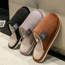 Mens Womens Fleece Lined Slippers Memory Foam House Shoes Warm Indoor Slippers
