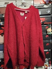 NWT Levi's COIT BOXY CARDIGAN in Poppy Red Relaxed Fit Mens XL Fuzzy Wool Blend