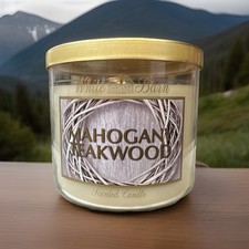 WHITE BARN Bath Body Works MAHOGANY TEAKWOOD 3 Wick 14.5Oz Candle