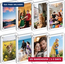 8 Pack Acrylic Magnetic Picture Frame for Fridge, 2.36x3.54" Polaroid Frame