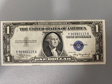 One Series 1935 A $1 Dollar Silver Certificate-No Motto-Blue seal-See desc