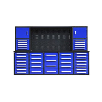 10FT Pro Duty Steel Work Bench w/ Top Cabinet and Pegboard|2-Cabinet & 40-Drawer