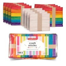 Incraftables 600 Colored Popsicle Sticks for Crafts - 7 Colors - Large