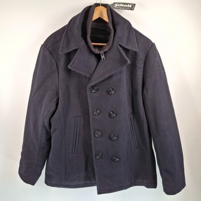 Schott Cyclone 2 Jacke Herren XL dunkelblau Wolle Erbsenmantel gefüttert NEU Neu mit Etikett