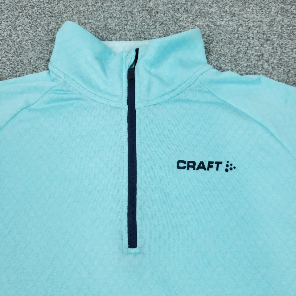 Craft 1/4 Zip Shirt Long Sleeve Light Blue Workout Running Thumbholes Womens M - Image 2 of 4