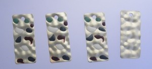 8 PCS-  MATTE GOLD   ENAMELED RECTANGLE PENDANTS     44X19MM