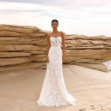 Exquisite Lace Wedding Dress Mermaid Heart-shaped Neckline Luxurious Bridal Gown