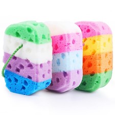 3 PCS Exfoliating Bath Sponges Shower Loofah Body Wash Vivid Colors Soft