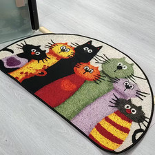 Lustig KATZEN -Fans   1  Fußmatte ca.60a x 40cm mit Katzenmotiv-halbrund -2x da