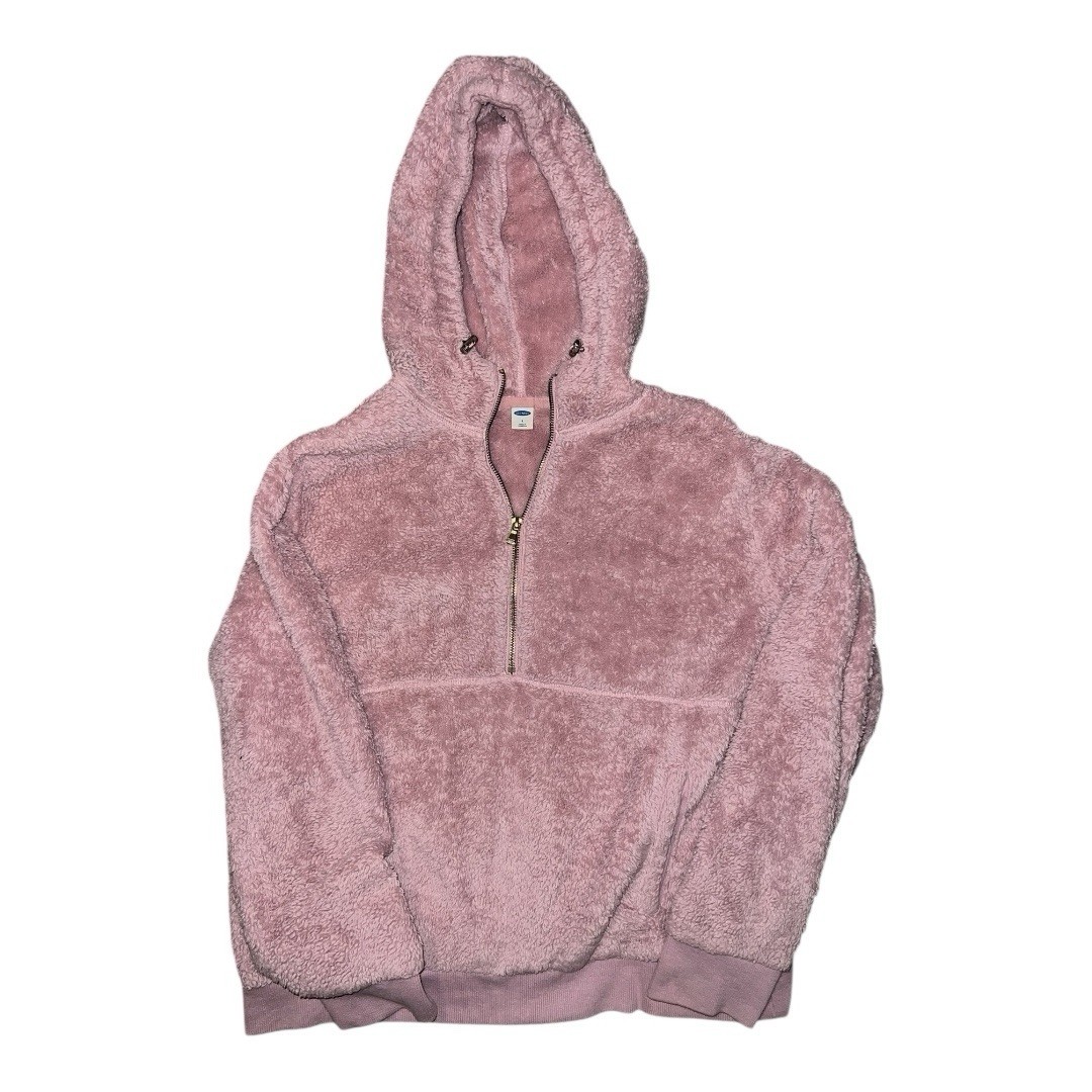Old Navy Faux Fur Sherpa Half-Zip Hoodie – Pink/Lilac – Size L