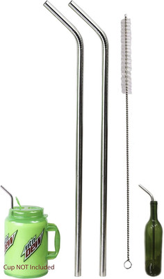 2 JUMBO 14'' Stainless Steel Straws 100 Oz HUGE SUPER LONG Drinking Wide Compatib