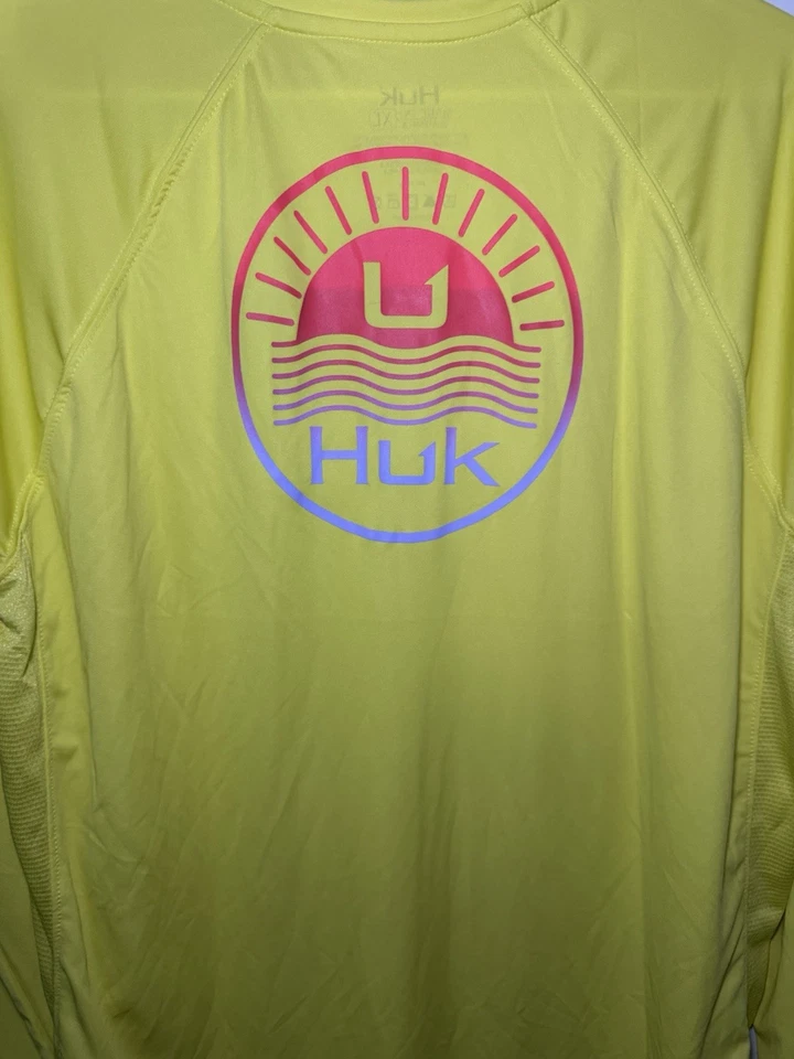 Camisa huk feminina desempenho manga longa amarela tamanho GG - Imagem 2 de 4