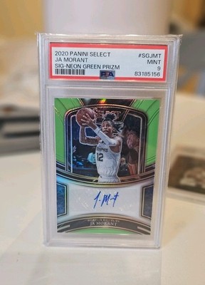 2020-21 Panini Select Signatures Ja Morant #Sg-Jmt Neon Green Prizm /35 PSA 9