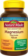NatureMade High Absorption Magnesium Glycinate 200mg 60 Ct Exp 06/26