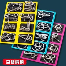 8Pcs Metal Wire IQ Mind Brain Teaser Puzzle Set for Adult Interactive Games