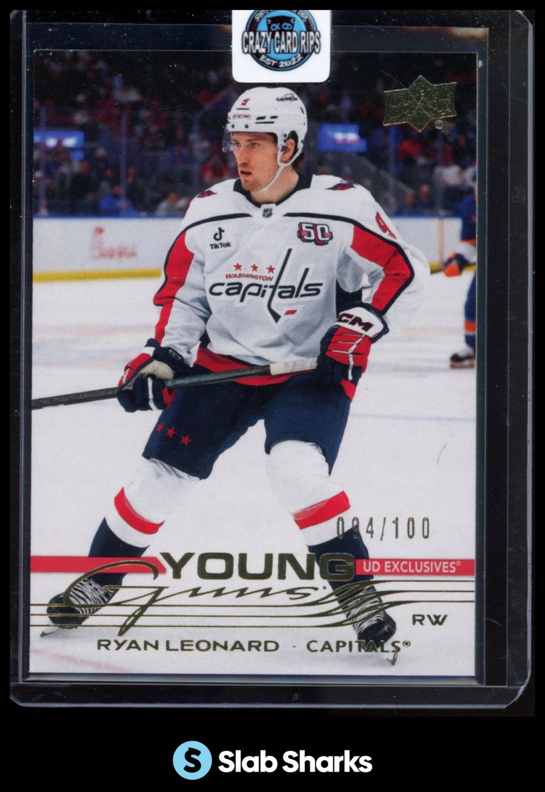 2025 UPPER DECK #238 RYAN LEONARD YOUNG GUNS ROOKIE EXCLUSIVES RC /100