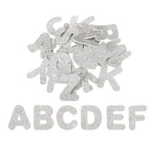 Alphabet Foam Stickers, 52Pcs Letters A-Z EVA Self Adhesive Glitters, Silver