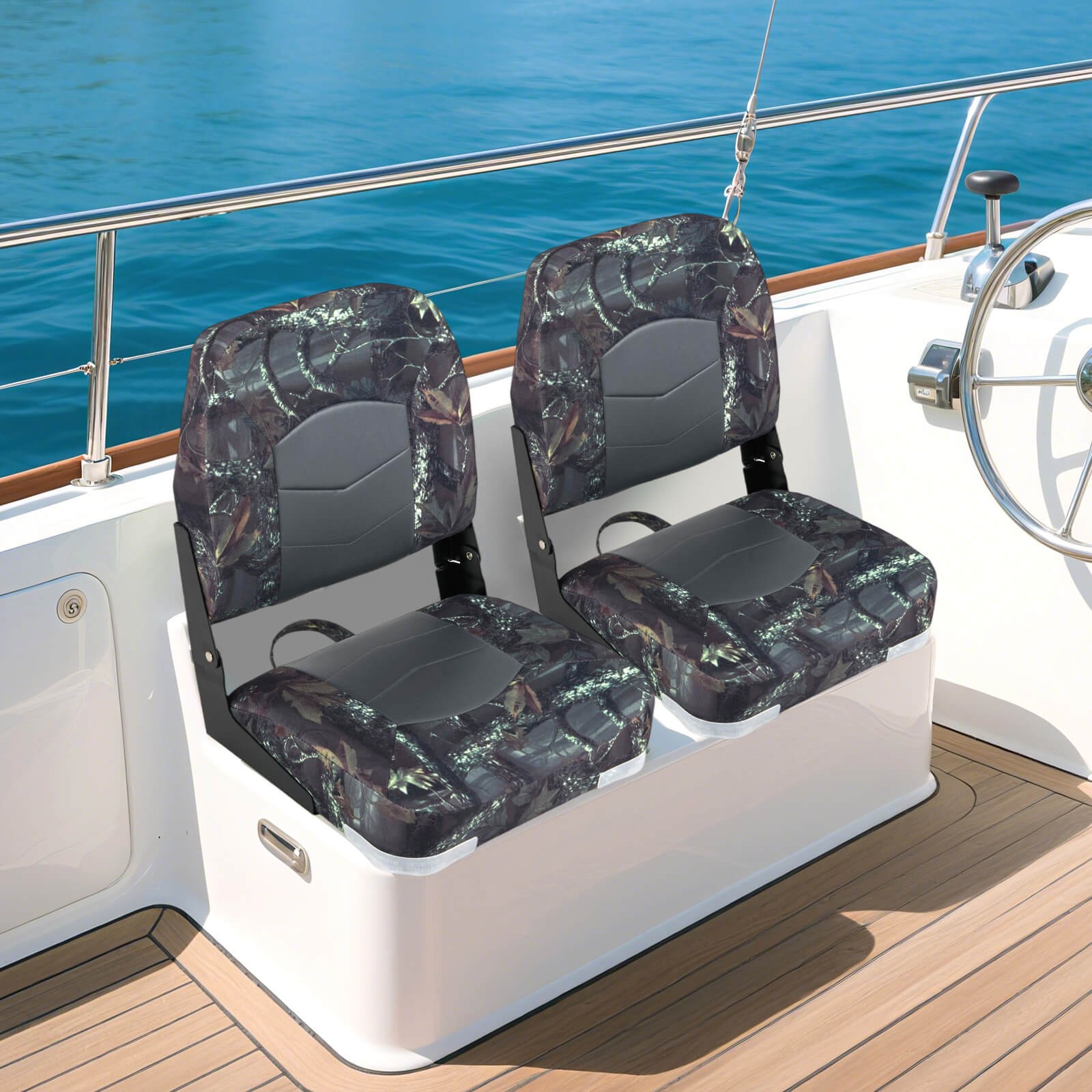 2-Pack Boat Seats, Folding Low Back Boat Chairs w/Thick Sponge Padding ...