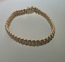 9ct 375 Yellow Gold Ornate Double Woven Curb 8 Inches Unique Bracelet Heavy