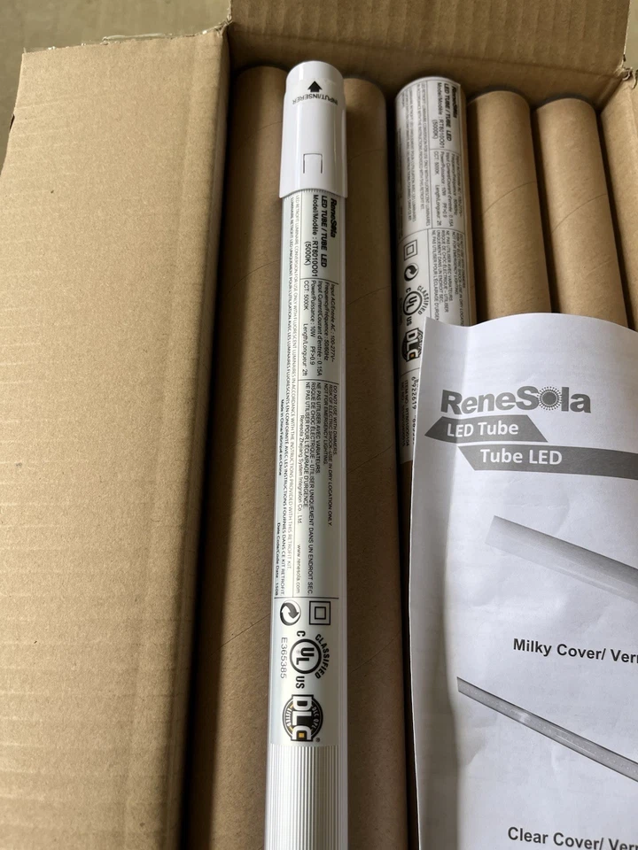 LED Tube RT8010001 5000k 2ft 10W 90W Equivalent Frosted 20 Pack Ballast Bypass - Image 3 of 4