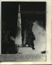 1958 Press Photo Thor Able rocket prepares to blast from Cape Kennedy launch pad