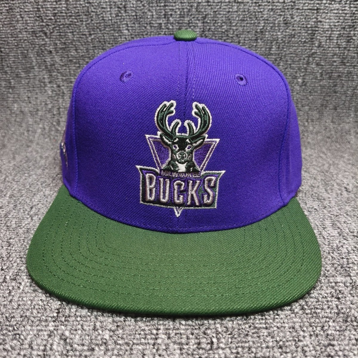 Mitchell & Ness Milwaukee Bucks NBA Old Logo Snapback Hat Purple Green