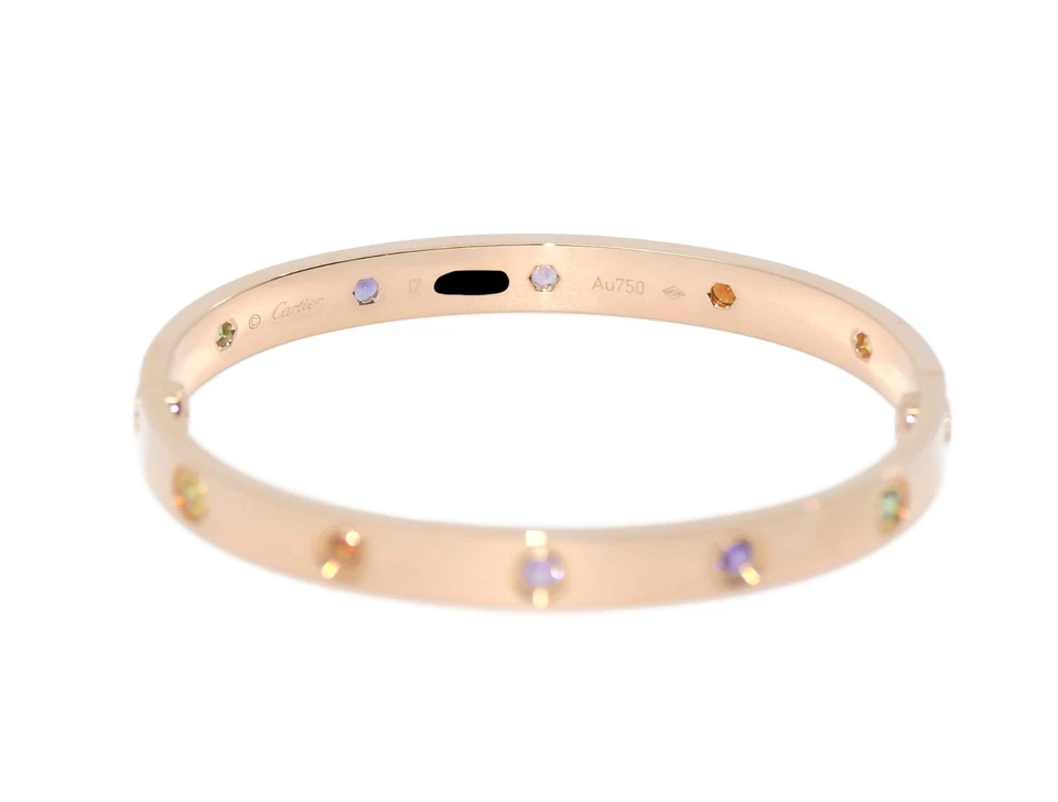 Cartier Gemstone 18K Rose Gold Love Bracelet Size 17 - Image 3 of 4