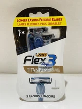 Bic Flex 3 Titanium Mens Disposable 3 Razors Ultra Thin Blades Brand New