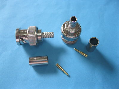100 set BNC Plug Crimp Coaxial Connector 3-Piece for RG58 Cable NEW