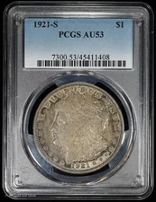 1921-S $1 Morgan Silver Dollar PCGS AU 53