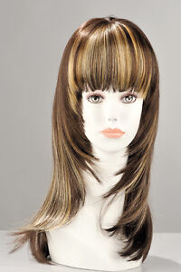 PERRUQUE KATE Coupe Longue Dégradé Effet NATUREL COULEUR CHATAIN Méché BLOND | eBay
