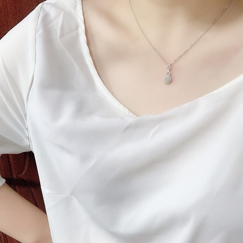 Collana donna zirconi ciondolo graziosa argento 925 piena fidanzamento gioielli - Foto 10 di 21