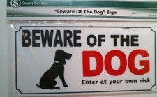 "Beware of Dog" Sign, Hard Plastic, w/Screws, Black  Red Lettering, FREE SHIP