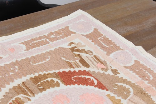 Suzani Fabric Suzani Throw Home Gift 3.74' x 4.36' Vintage Fast Shipment 16488 - Picture 9 of 24