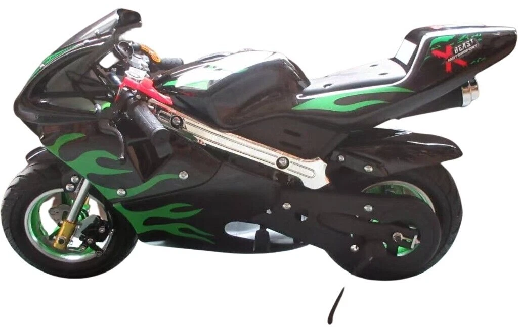 Mini Motorcycle GREEN Sports Moto Racer Petrol Off Road Dirt Bike 49cc