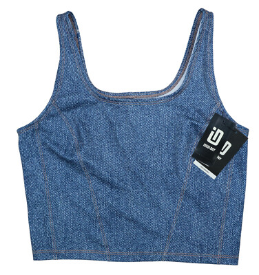 Ideology Denim Print Cropped Lightweight Women's Tank Top NWT