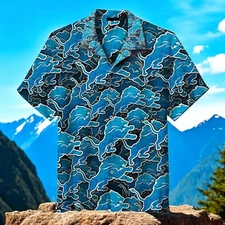 Detroit Lions Hawaiian Shirt Symbol Pattern Cool Hawaiian Shirts