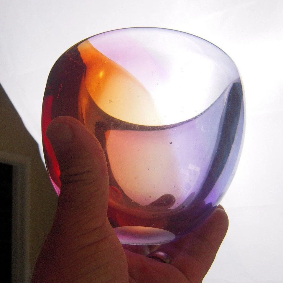 Firmado J Schneider 2007 (multicolor) 4 1/8" cuenco excelente algunas pequeñas burbujas de aire Foto 2 de 4