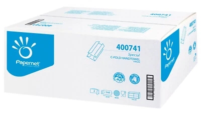 PAPERNET 2880 Stk. Papierhandtücher C-Falz 2-lagig Einweghandtücher Falhandtücher 23x33cm