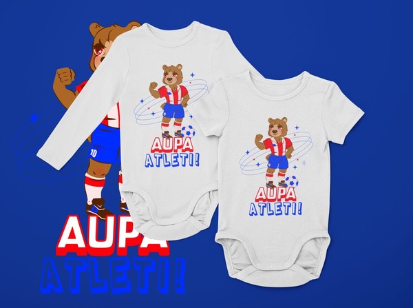 Body bebé aupa Atleti Colchonero para niña o niño. 100% Algodón. AT. Madrid
