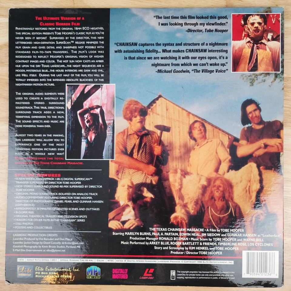 The Texas Chainsaw Massacre Laserdisc LD Movie Letterbox Collectors Edition — 第 4/4 张图片