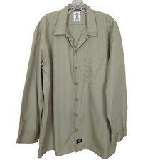 Dickies Mens Long Sleeve Button-Up Work Shirt Size XL Khaki Cotton/Polyester