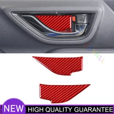 Inner Door Bowl Sticker Panel Trim 2* For Subaru BRZ 2022 Real Red Carbon Fiber