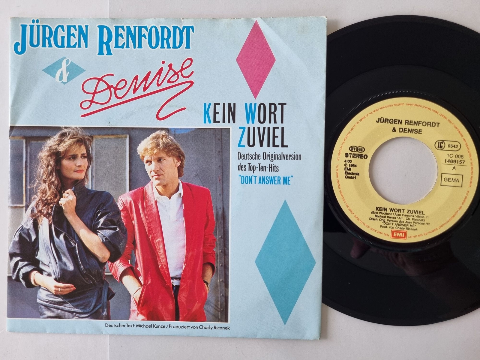 Jürgen Renfordt & Denise - Kein Wort zuviel 7'' Vinyl/ CV Alan Parsons Project