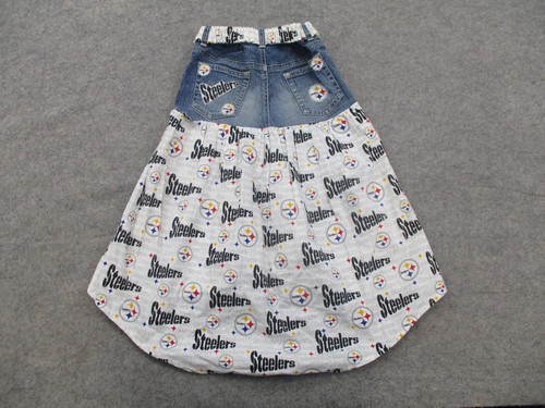 Pittsburgh Steelers Skirt Womens 10 Blue Jean Denim Skinny NFL Football Custom - Picture 4 of 7