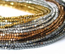 PICK 2mm 3mm cornerless rounded cube non magnetic hematite gemstone beads