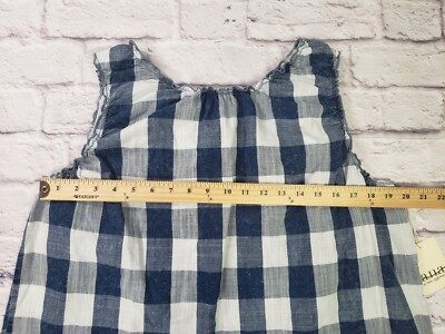トップス anuke Backopen Check Tops A.N.A Women's Size XL Blue White Checkered Tank Top Open
