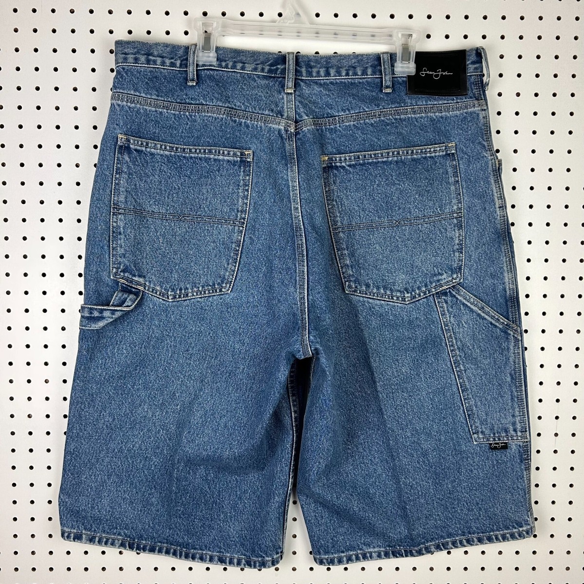 Sean John Carpenter Baggy Jean Shorts Sz 38 Blue Denim Jorts Wide