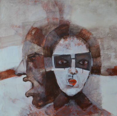 ''first conversation'' mixed technique, mdf board 90x90cm (35x35'')PL